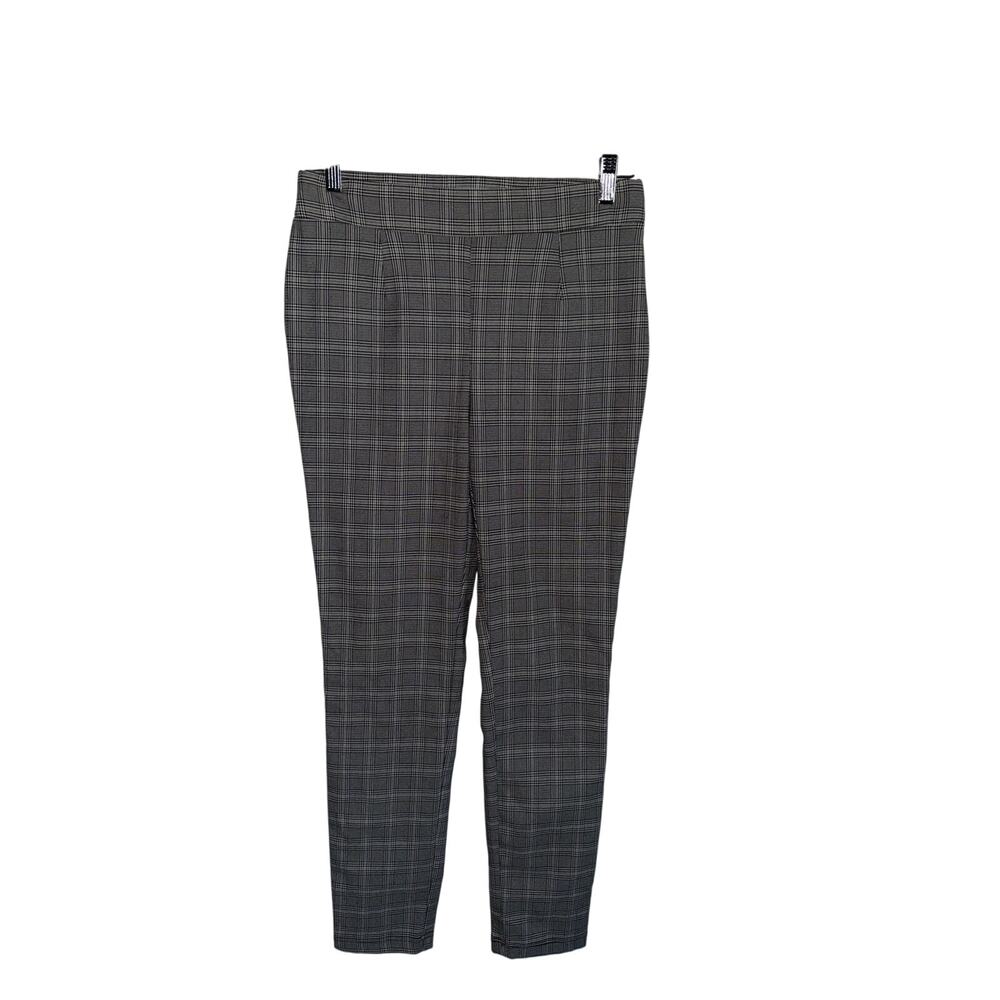 Calvin Klein Womens Plaid Dress Black Pant slim fit through hips size 6